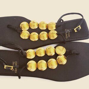 Jeffrey Campbell  Yucatan Sandals Grecian Gold balls Thong toe  Nwot sz 8.5
